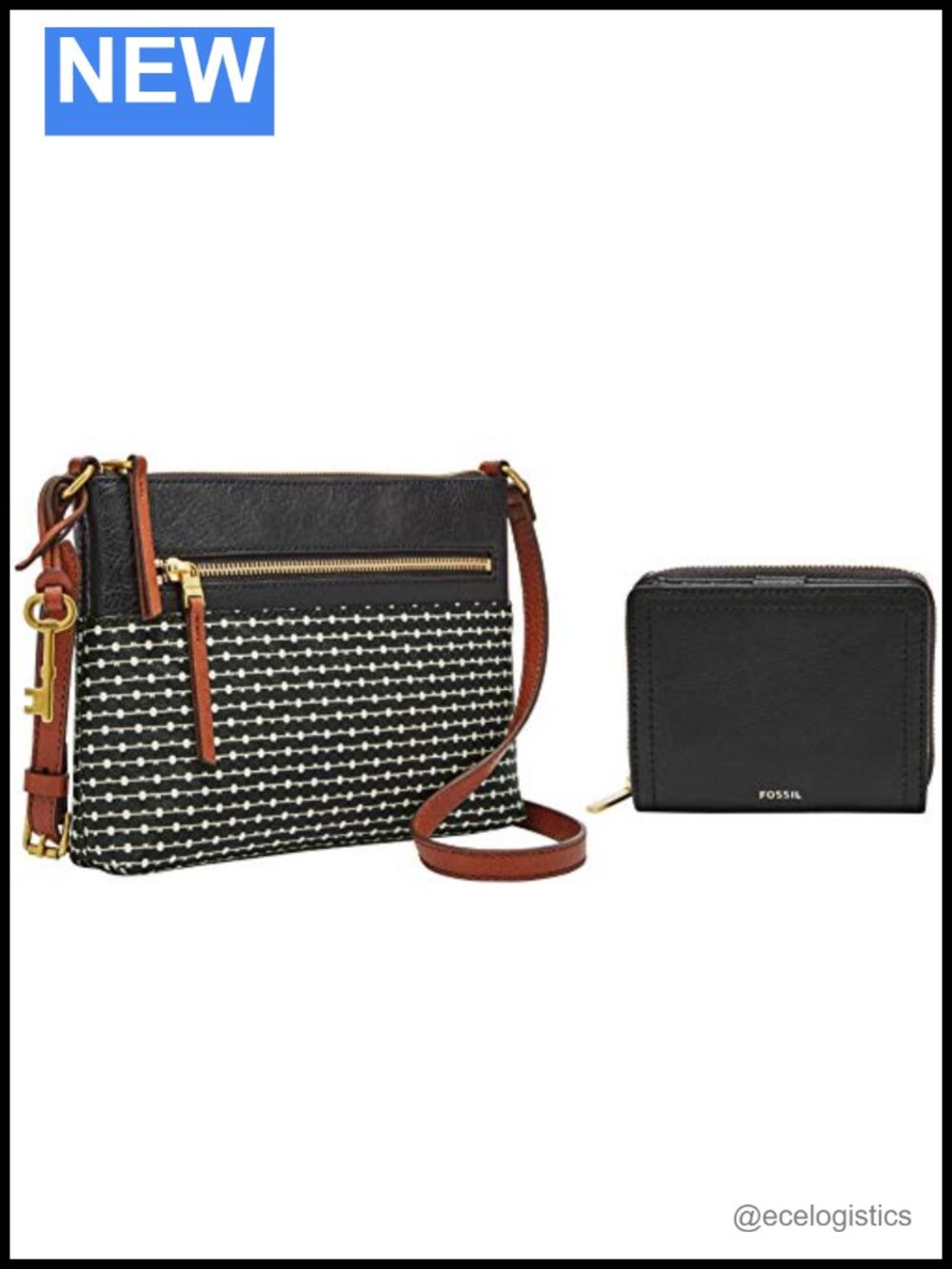 Faux Leather Crossbody Bag with Genuine Leather Wallet Set